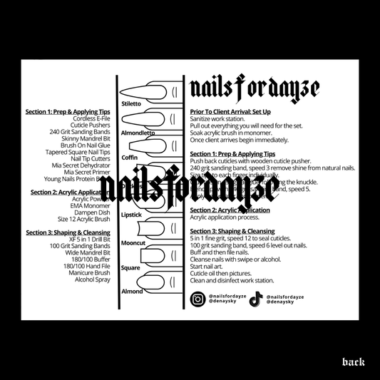 Acrylic Nail Ratio Sheet