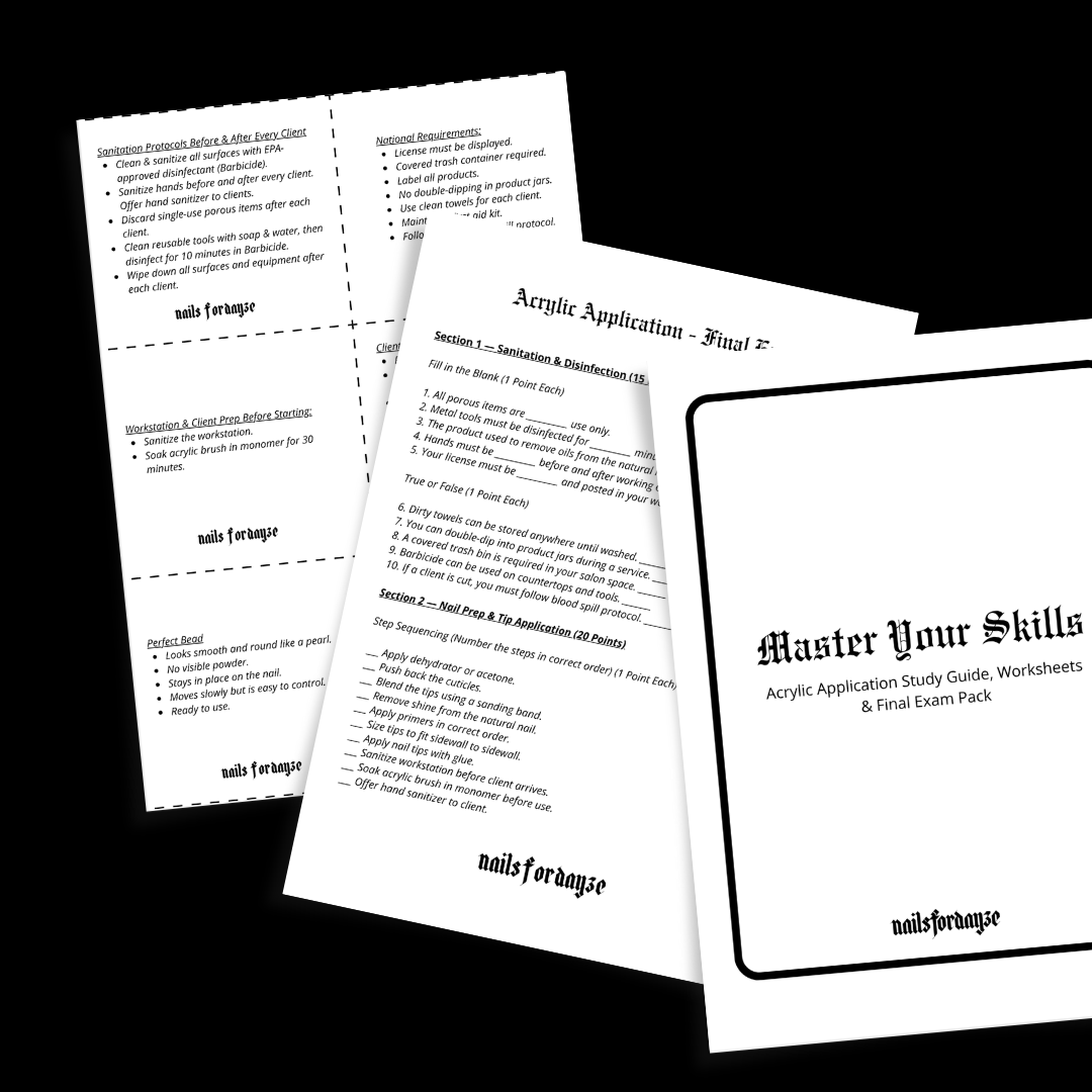 Acrylic Application Study Guide, Worksheets & Final Exam PDF