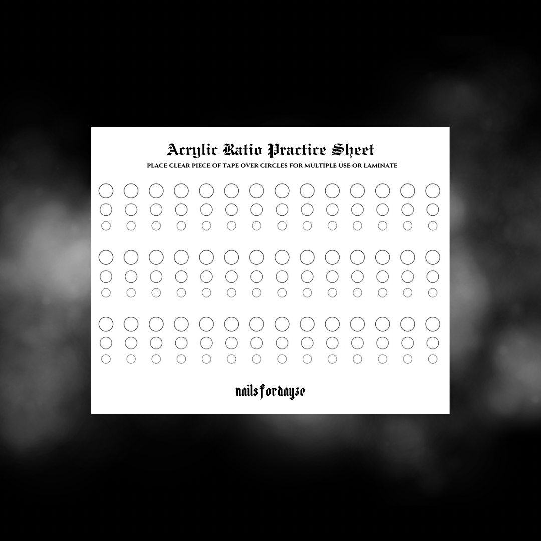 Acrylic Nail Ratio Sheet PDF